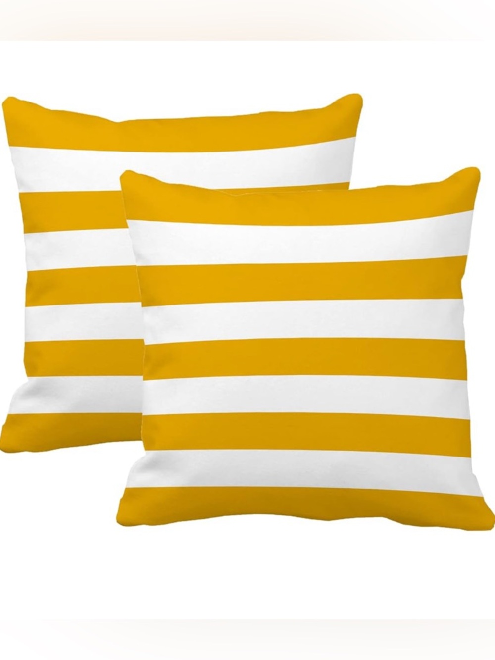 Yellow and White Striped Decorative Throw Pillow Cover 18in x 18in